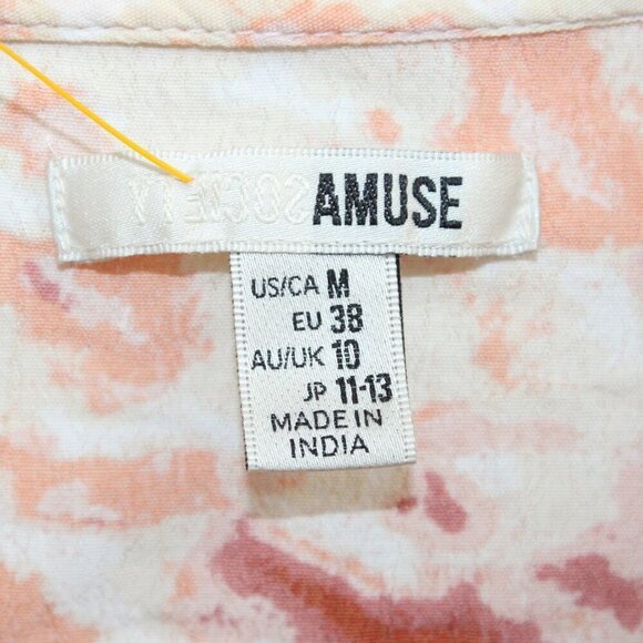 Amuse Society Short Sleeve Button Down Tie Dye Shirt Size Medium Pink Orange - Picture 2 of 3